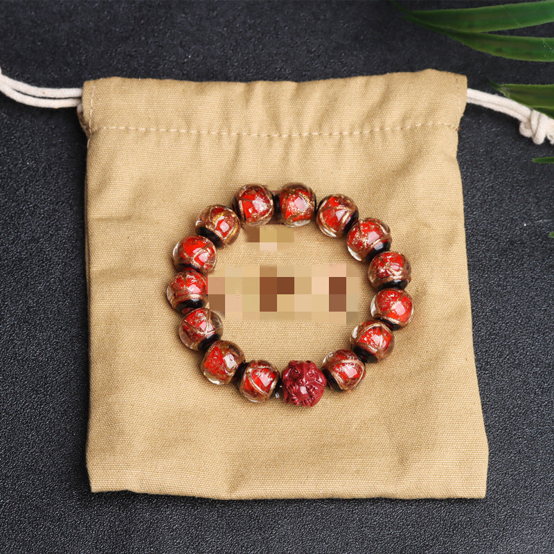 Tiger Year Incense Ash Glazed Bead Bracelet - Mystical Protection and Fortune Talisman