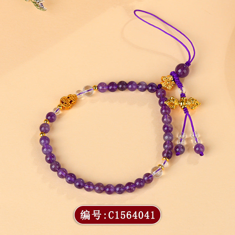 Natural Uruguay Amethyst Phone Chain Pendant | Spiritual Protection & Energy Flow Charm