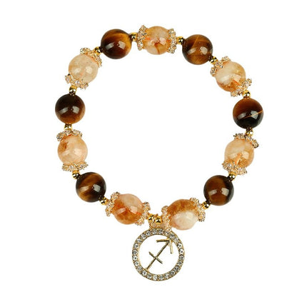 Twelve Zodiac Natural Crystal Multi-Gem Bracelet | Astrological Harmony & Spiritual Elegance