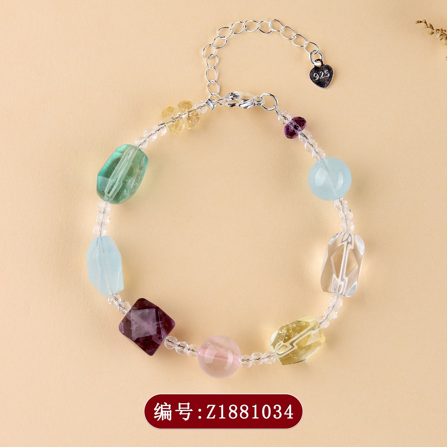 Natural Freeform Crystal Multi-Gemstone Women's Bracelet Collarbone Chain - s925 Silver Macaron Candy Color