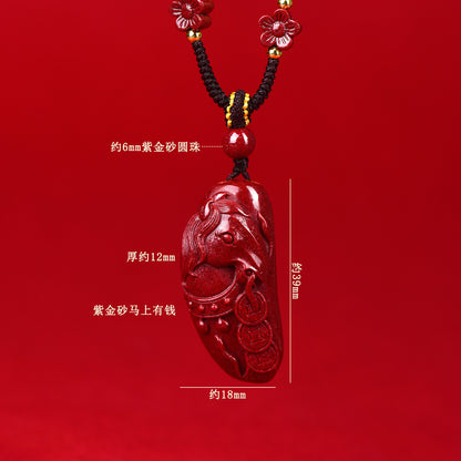 Natural Purple Gold Cinnabar Wealth Attraction Pendant - Phone Keychain Bag Charm