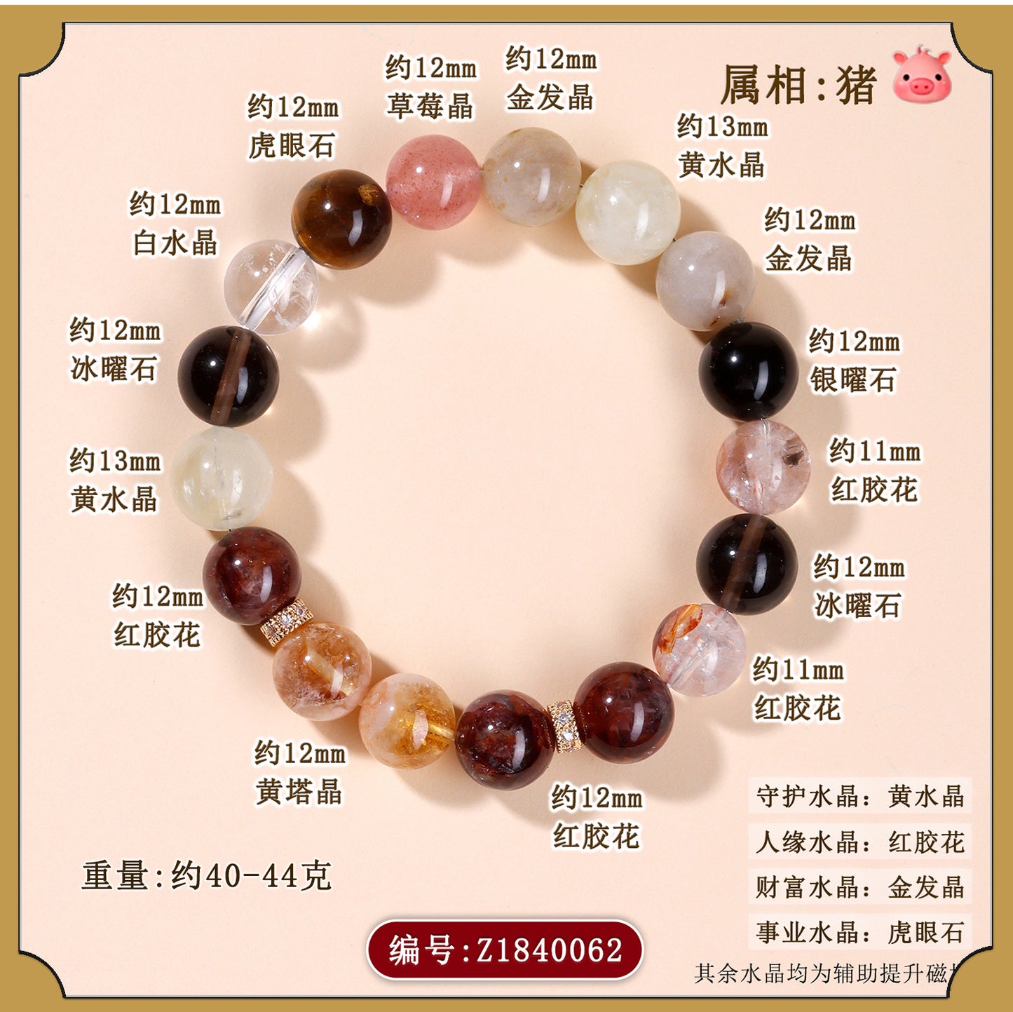 Twelve Zodiac Natural Crystal Multi-Gem Bracelet – Mystical Fortune & Spiritual Harmony Charm