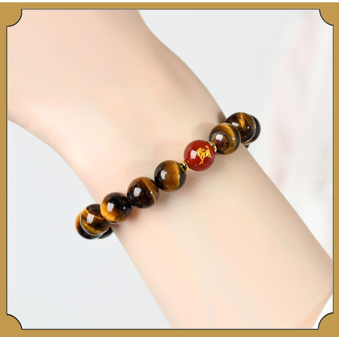 Natural Yellow Tiger Eye Tai Sui Bracelet - Zodiac Year Wealth Protection Unisex Design