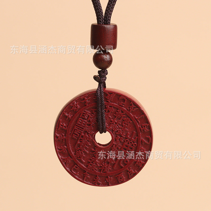 Natural Cinnabar Mountain Ghost Flower Pendant - Purple Gold Sand Raw Ore Amulet for Protection and Fortune