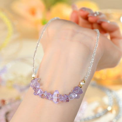 Natural Amethyst Crushed Stone Adjustable Necklace | Spiritual Protection & Elegant Design for Women