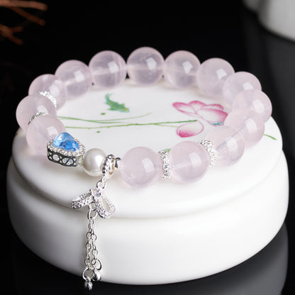 Natural Mozambique Starlight Pink Crystal Fortune Bracelet for Women - Love & Wealth Attraction