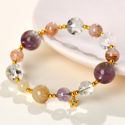 Natural Crystal Multi-Gem Bracelet | Amethyst & Silver Spiritual Protection Talisman