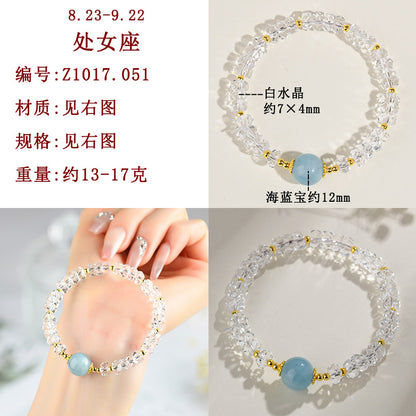 Natural White Crystal Zodiac Guardian Bracelet | Energy Stone for Protection & Harmony