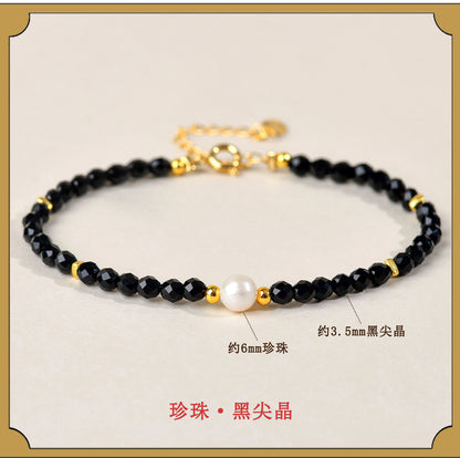 Natural Crystal Black Spinel Multi-Gem Adjustable Bracelet for Women - Mystical Protection & Elegance