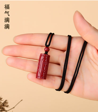 Natural Purple Gold Cinnabar Shurangama Mantra Pendant Necklace - Spiritual Protection & Fortune Charm