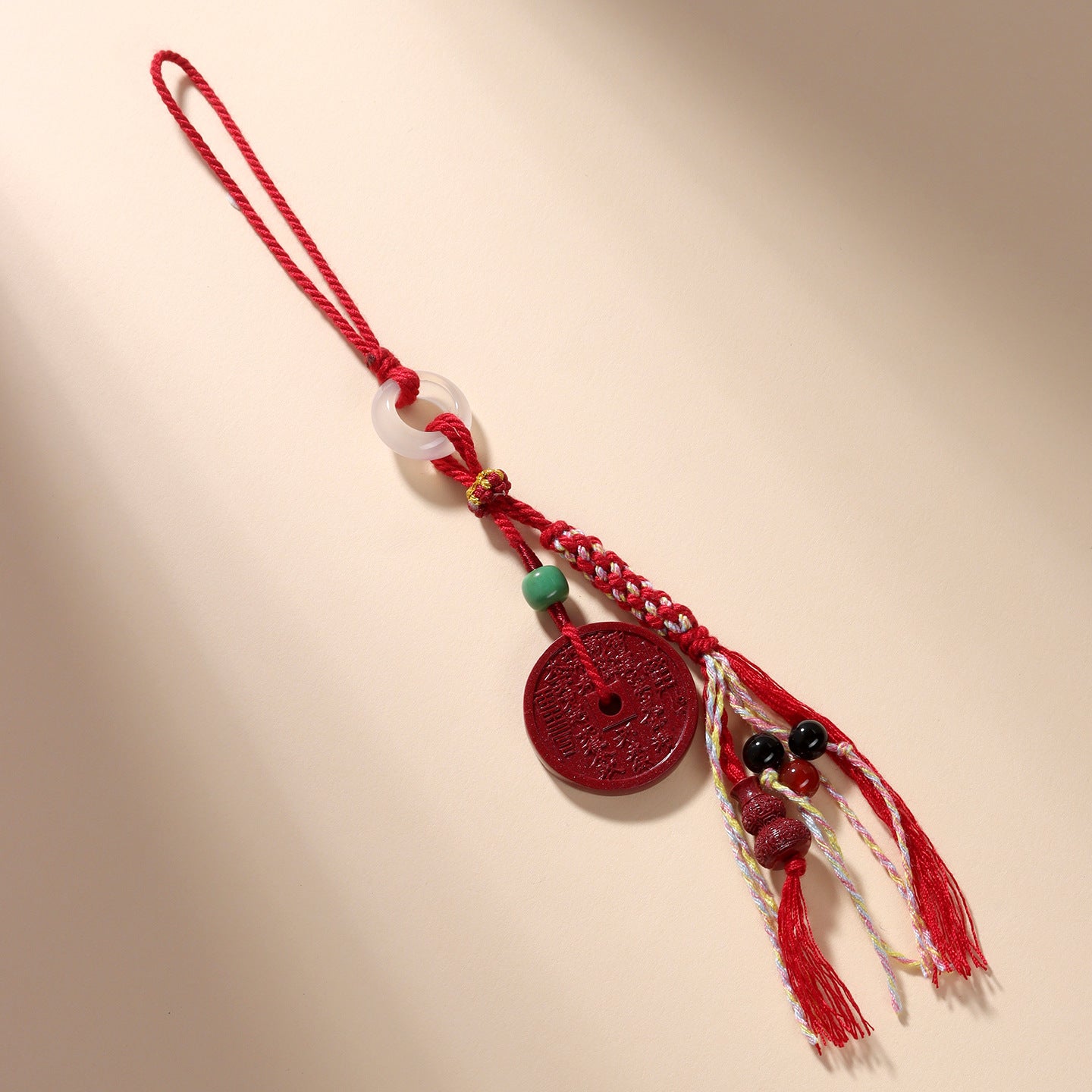 Natural Purple Gold Cinnabar Mountain Ghost Flower Pendant - Taoist Keychain for Protection & Luck