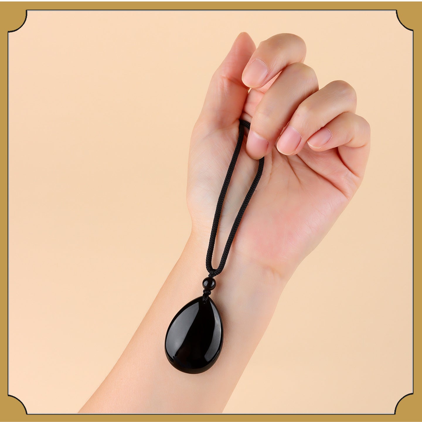 Natural Rainbow Eye Black Gold Obsidian Water Drop Pendant - Spiritual Couple Necklace for Harmony & Protection