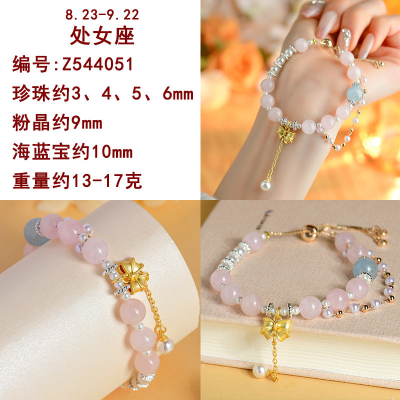 Natural Crystal Zodiac Bracelet - Mystical Energy & Fortune Enhancer for Women