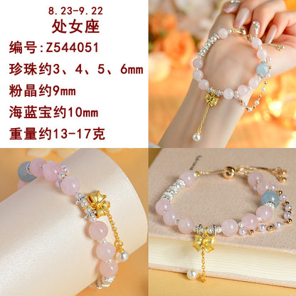 Natural Crystal Zodiac Bracelet - Mystical Energy & Fortune Enhancer for Women