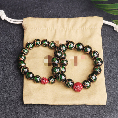 Tiger Year Incense Ash Glazed Bead Bracelet - Mystical Protection and Fortune Talisman