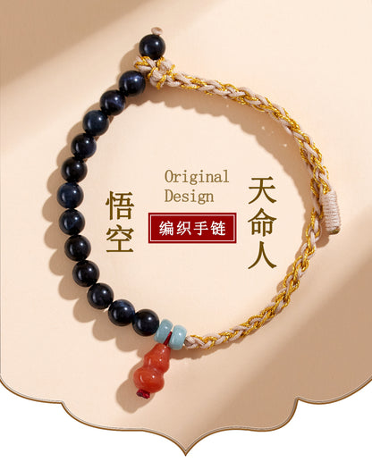 Blue Tiger Eye Half Circle Bracelet | Fate Protection Chinese Style Women's Jewelry