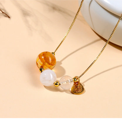 Natural Crystal Five Elements Collarbone Necklace | Balance Harmony & Wealth for Women