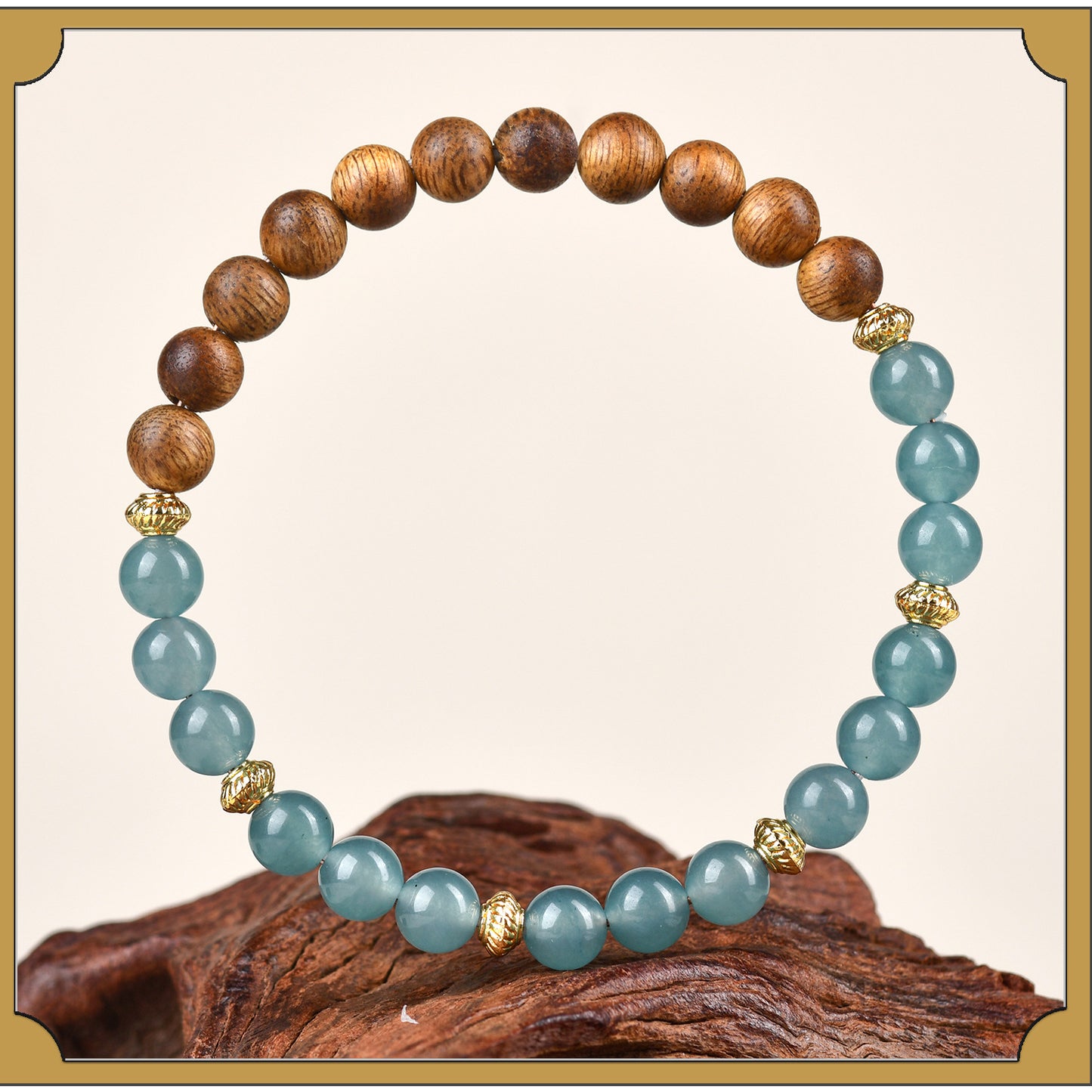 Blue Water Jade Chalcedony Agarwood Buddhist Bracelet | Zen Meditation Beads for Women's Spiritual Protection