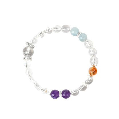 Natural Crystal Tower Bracelet with Amethyst Aquamarine Yellow Quartz for Women