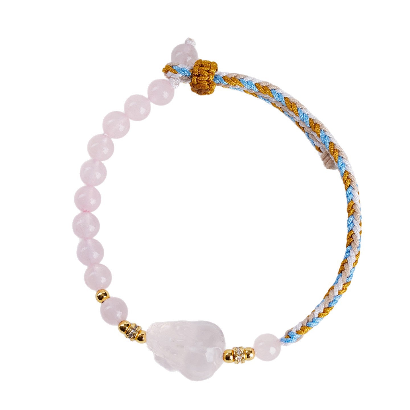 Natural Pink Crystal Pixiu Hand-woven Bracelet | Wealth & Love Attraction Charm