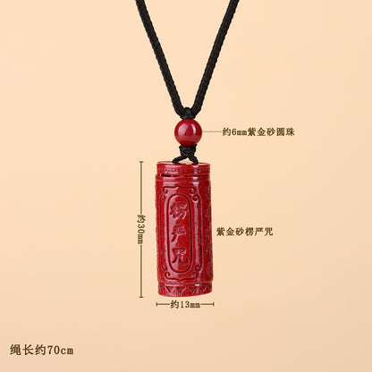 Natural Purple Gold Cinnabar Shurangama Mantra Pendant Necklace - Spiritual Protection & Fortune Charm