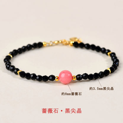 Natural Crystal Black Spinel Multi-Gem Adjustable Bracelet for Women - Mystical Protection & Elegance