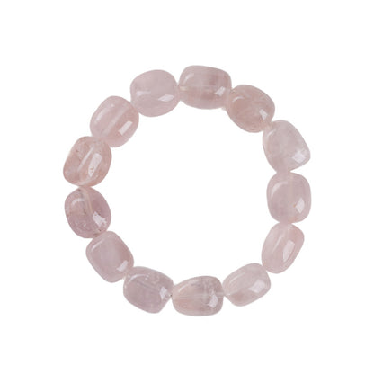 Natural Pink Crystal Irregular Bead Single Loop Bracelet - Peach Blossom Energy & Elegant Charm