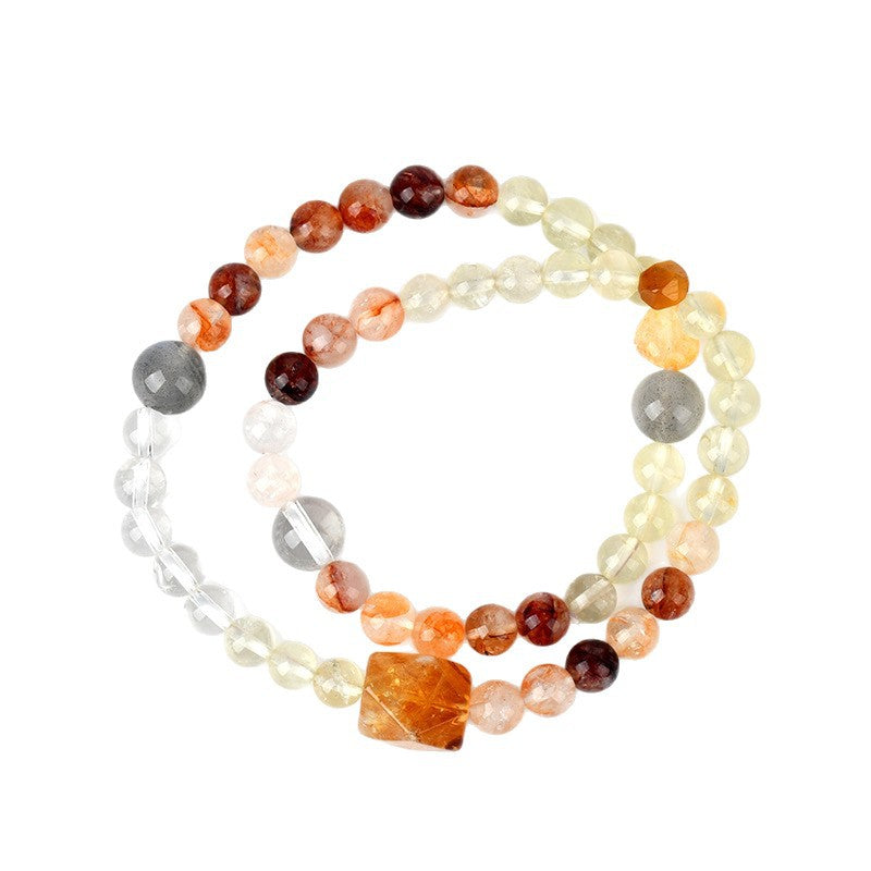 Natural Crystal Zodiac Double Circle Bracelet | Wealth Protection & Spiritual Energy Talisman