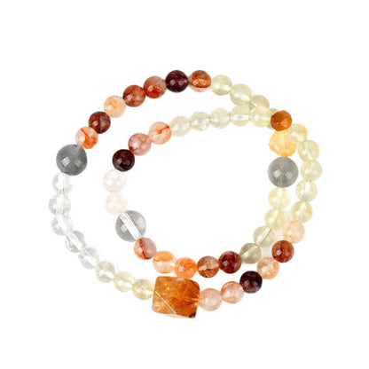Natural Crystal Zodiac Double Circle Bracelet | Wealth Protection & Spiritual Energy Talisman