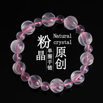 Natural Pink Crystal Bead Bracelet | Rose Quartz Love & Harmony Energy Jewelry