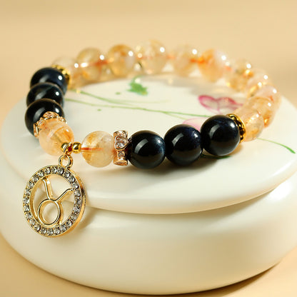 Twelve Zodiac Natural Crystal Multi-Gem Bracelet | Astrological Harmony & Spiritual Elegance