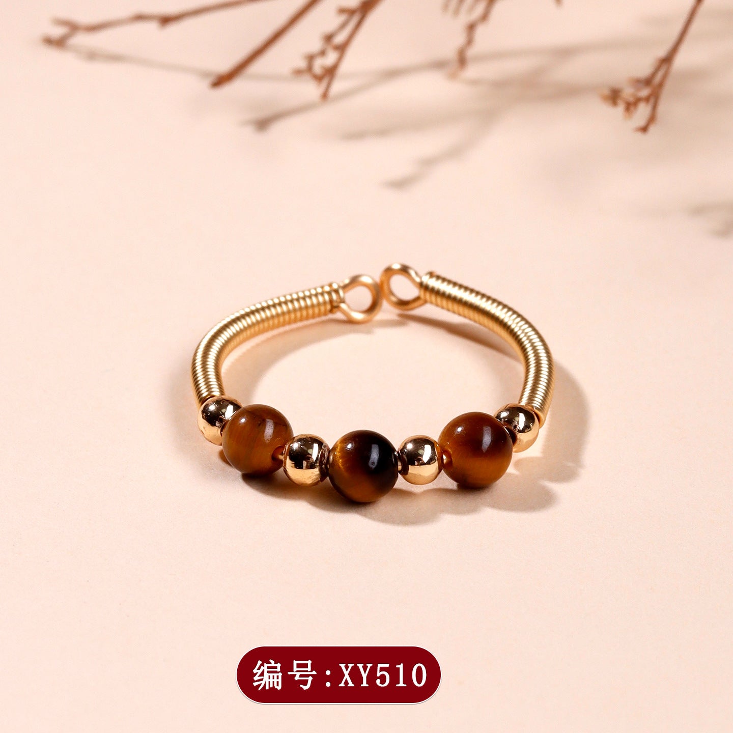 Handmade Crystal Agate Ring with Yellow Rutilated Quartz and Moonstone - Open Wire Wrapped Design for Wealth and Protection