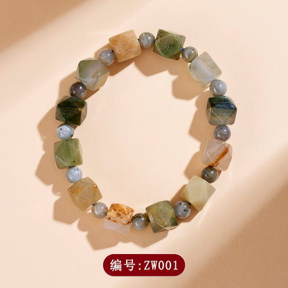 Natural Phantom Agate Irregular Single Circle Bracelet | Mystical Protection & Wealth Attraction