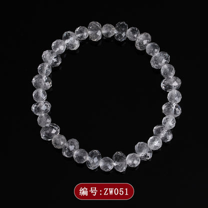 Natural Faceted White Crystal Bracelet | Ice Clear Spiritual Women's Jewelry