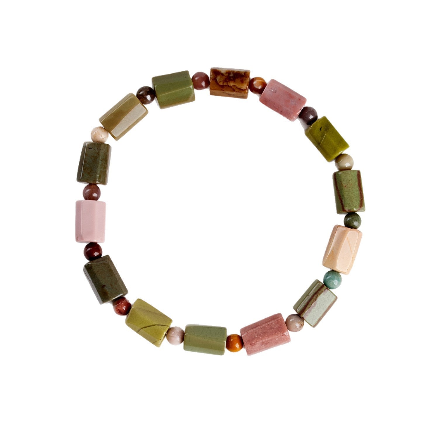 Natural Alashan Agate Faceted Barrel Bead Bracelet - Spiritual Energy & Good Fortune Talisman