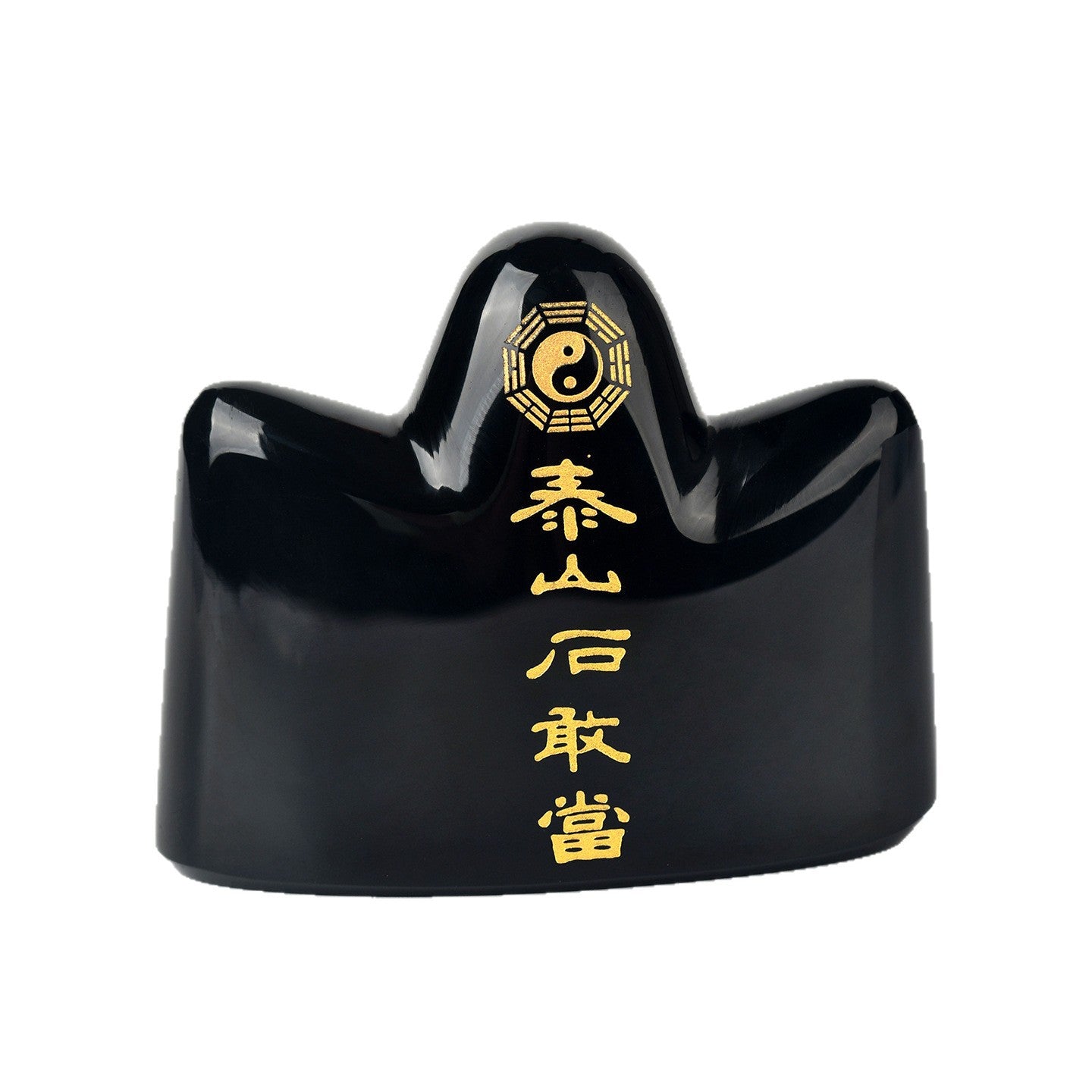 Natural Obsidian and Taishan Stone Tai Chi Bagua Guardian Ornament for Home and Office