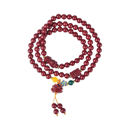 Purple Gold Cinnabar Pixiu Three-Circle Bracelet | Wealth Protection & Luck Enhancement Talisman