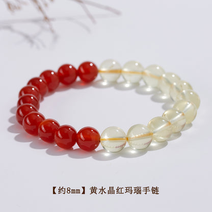 Natural Yellow Crystal Red Agate Bracelet - Lucky Fortune Bead Unisex Couple Chain
