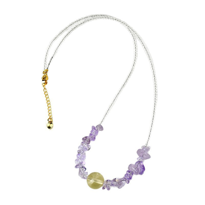 Natural Amethyst Citrine Collarbone Necklace | Spiritual Energy & Wealth Attraction