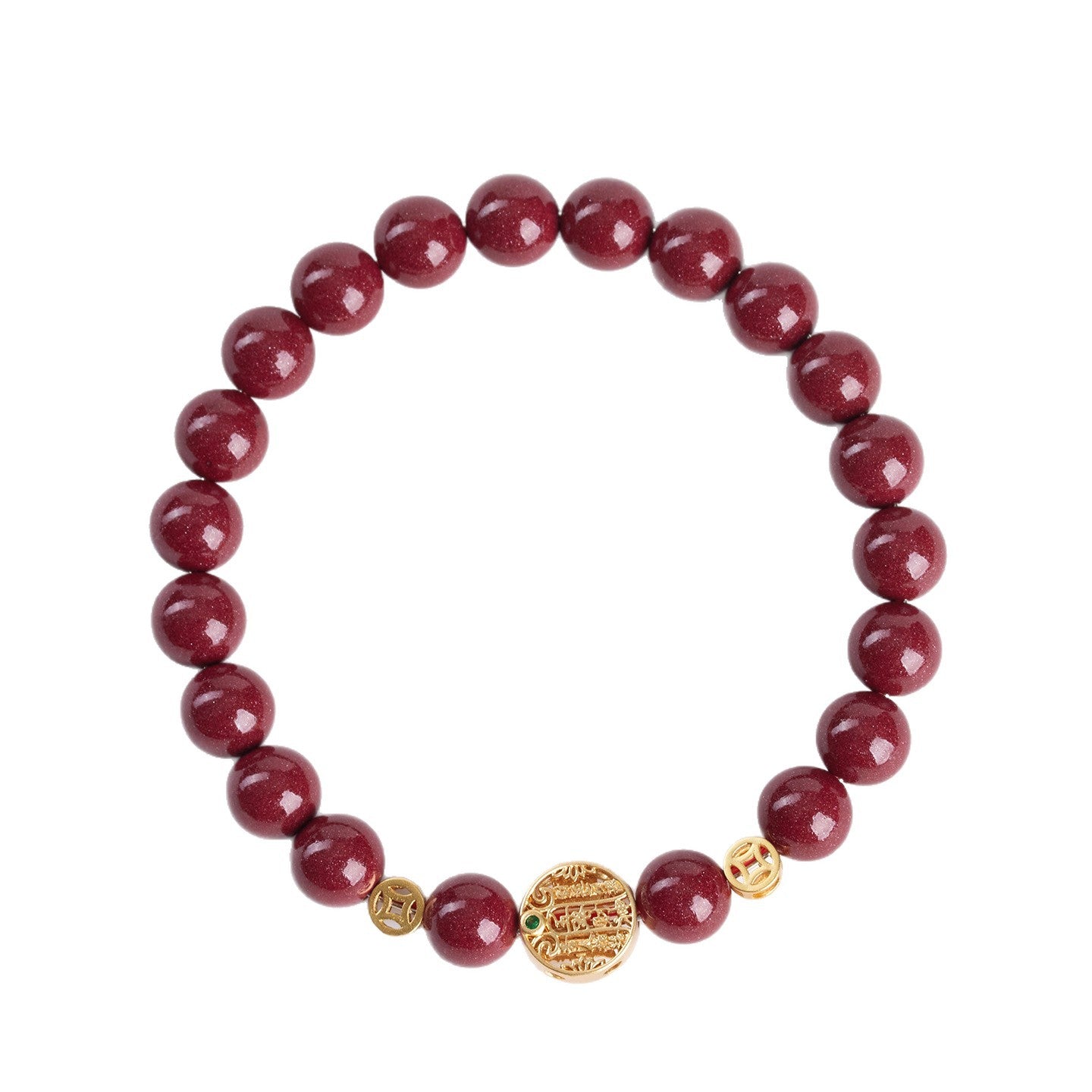 Natural Purple Gold Cinnabar Five Directions Wealth God Bracelet | Wealth Attraction & Protection Talisman