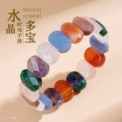 Natural Crystal Multi-Gemstone Bracelet | Elegant Candy Colors for Women's Luck & Harmony