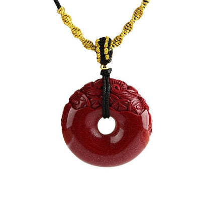 Natural High-Content Cinnabar Pixiu Peace Buckle Necklace Pendant - Wealth & Protection Talisman