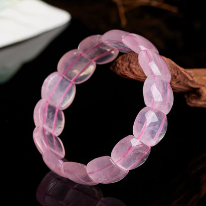 Natural Rose Quartz Crystal Bracelet - Peach Pink Healing Stone for Women's Harmony
