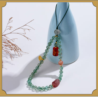 Five Elements Natural Crystal Agate Phone Chain Pendant - Balance Energy & Attract Fortune