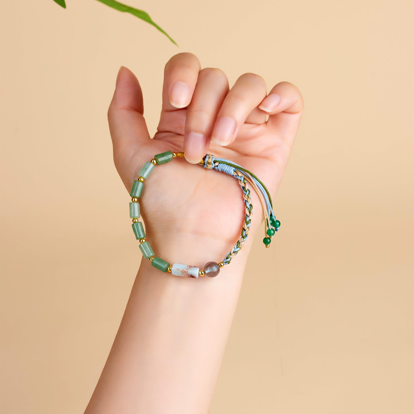 Natural Green Dongling Jade Handwoven Bracelet | Chinese Style Spiritual Protection Jewelry