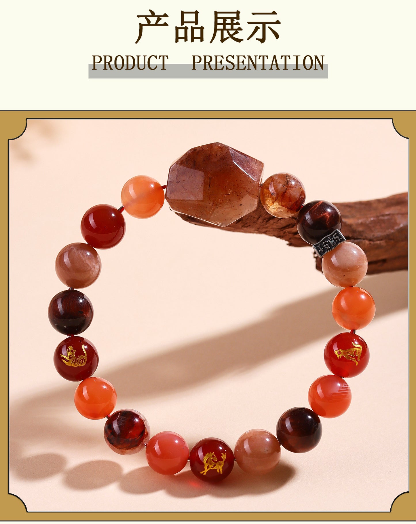 Natural Crystal Zodiac Three-Planet Bracelet - Black Gold Flexible Unisex Spiritual Amulet