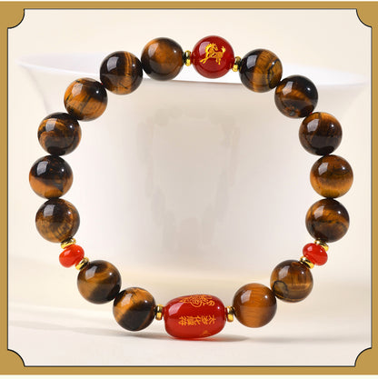 Natural Yellow Tiger Eye Tai Sui Bracelet - Zodiac Year Wealth Protection Unisex Design