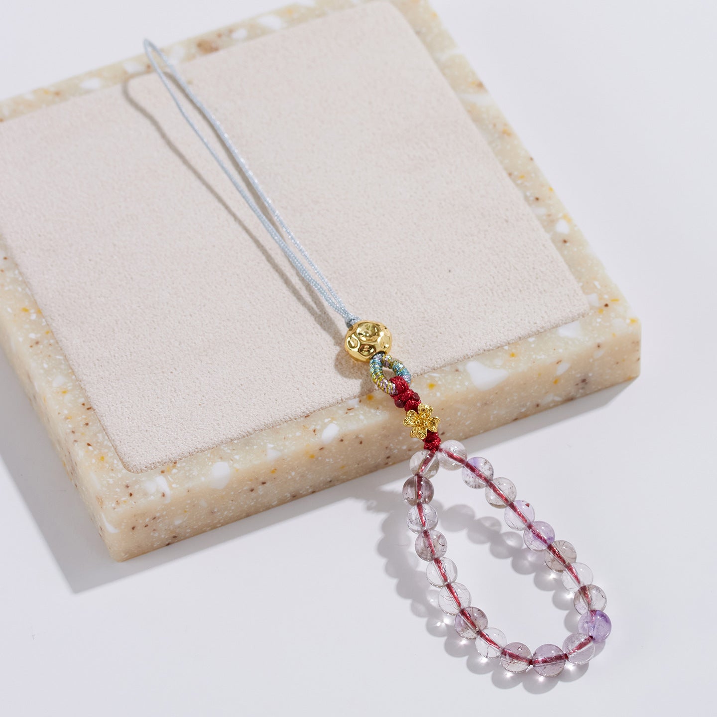 Natural Super Seven Amethyst Phone Chain Pendant – Spiritual Protection & Elegant Energy