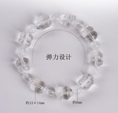 Natural White Crystal Gourd Bracelet | Fulu Blessing Ice Transparent Spiritual Jewelry