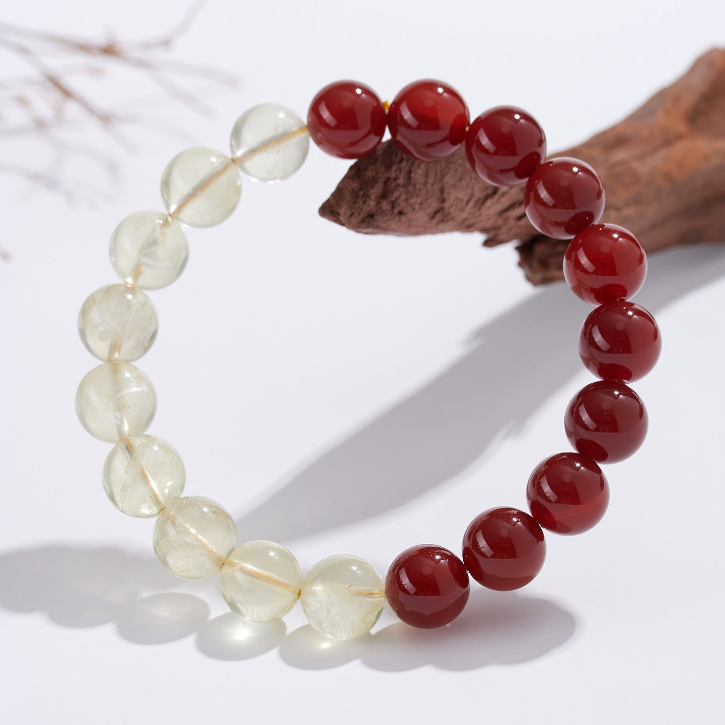 Natural Yellow Crystal Red Agate Bracelet - Lucky Fortune Bead Unisex Couple Chain